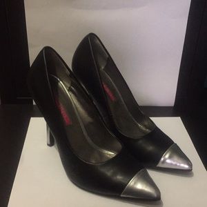 C.Label Black and Silver Cap Toe Stilettos